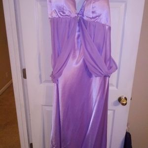 Lilac Satin Bridesmaid Dress Size 28 Plus – Deep V Neck Formal Gown,Floor Length